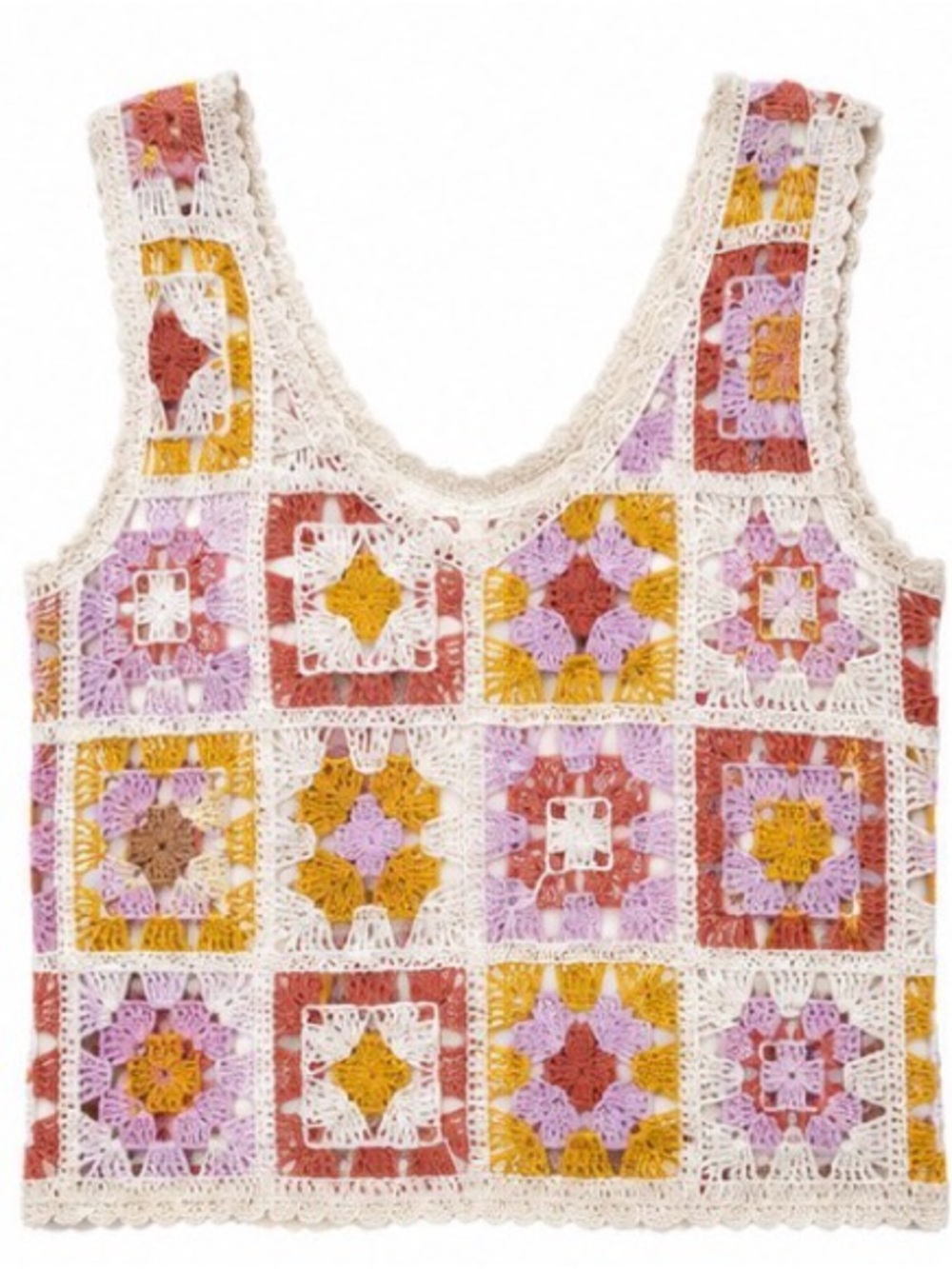 Rebellion Crochet Granny Square Sweater Tank Top Large Festival Cottagecore